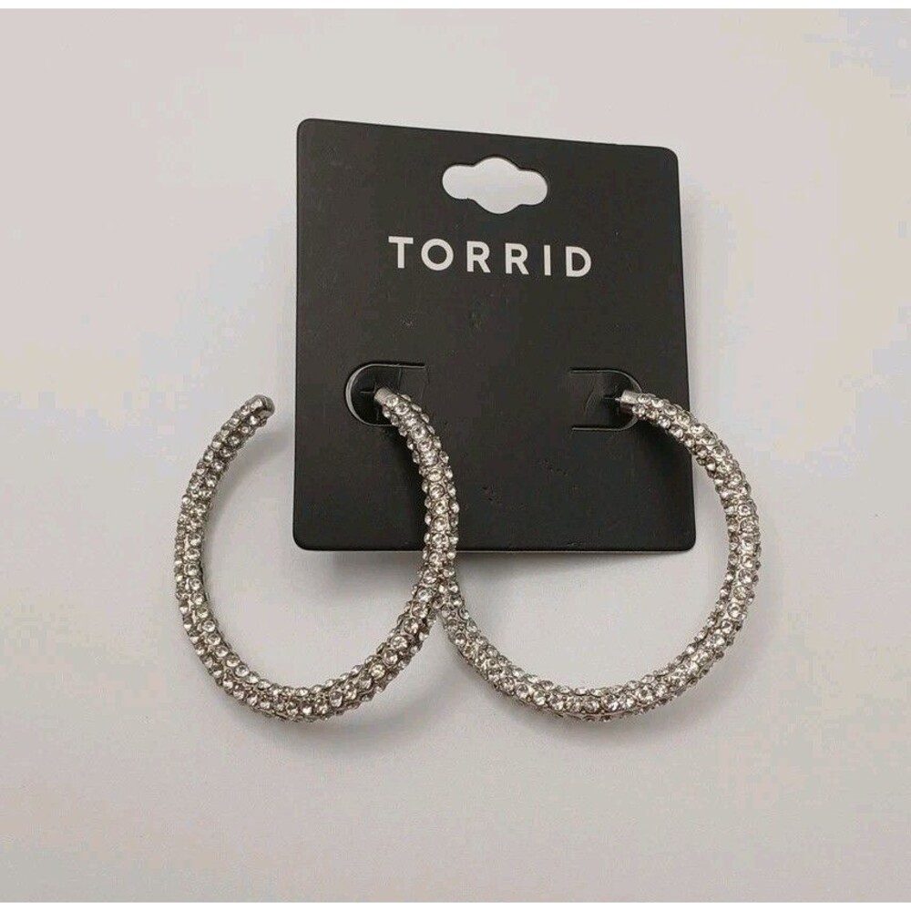 Torrid Rhinestone Hoop Earrings 2 Inch Diameter Jewelry